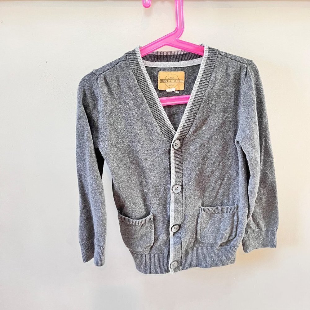 Hope & Henry Gray V-Neck Cardigan Sweater- Size XS